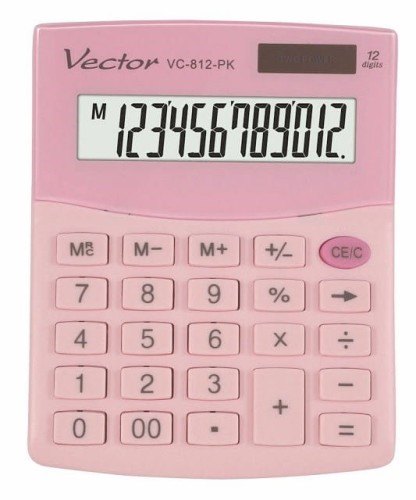 VECTOR KALKULATOR BIUROWY, KAV VC-812 PK, RÓŻOWY - 1143539