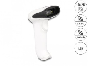 Skaner kodów kreskowych Delock 1D/2D biały 2.4 GHz Bluetooth lub USB