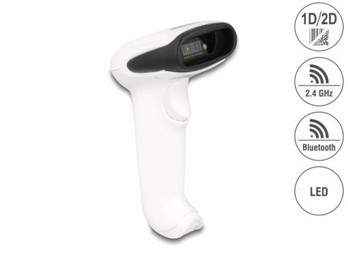 Skaner kodów kreskowych Delock 1D/2D biały 2.4 GHz Bluetooth lub USB - 1161182