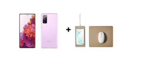 Samsung Galaxy S20 FE 8/256GB 6,5" SAMOLED 2400x1080 4500mAh 5G Cloud Lavender  i POUT Hands3 Split – Dzielona podkładka pod mysz z szybkim ładowaniem bezprzewodowym, kolor kremowy - 1315632