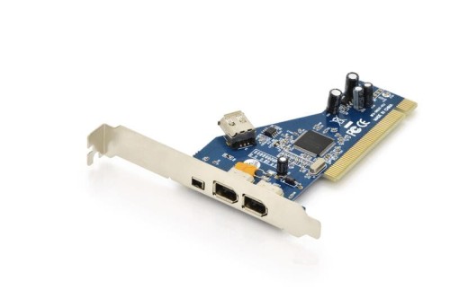 Kontroler FireWire (400) DIGITUS PCI, 2x 6-pin. 1x 4-pin wew., 1x 6-pin zew. IEEE1394a - 974122