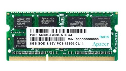 Pamięć SODIMM DDR3 APACER 8GB (1x8GB) 1600MHz DDR3L CL11 1,35V 512x8 - 978544