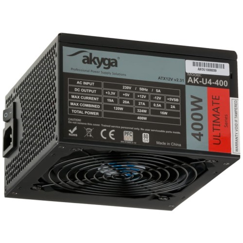 Zasilacz ATX 400W Akyga Ultimate AK-U4-400 80+ Bronze Fan12cm P8 6xSATA 2xPCI-E - 1135200