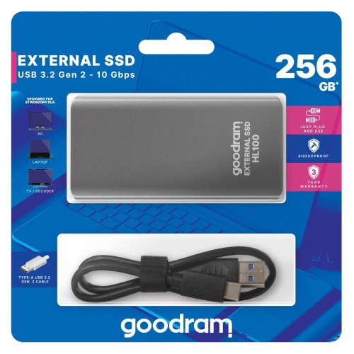 Dysk SSD zewnętrzny GOODRAM HL100 256GB USB-C (450/420) czarny - 978898