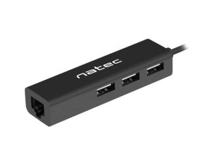 Hub USB Natec 3x USB-C 2.0 + RJ45 Butterfly czarny