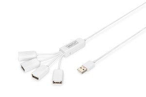 HUB/Koncentrator 4-portowy DIGITUS "Spider" USB 2.0 SuperSpeed, pasywny, Biały