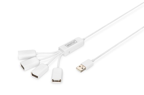 Hub USB DIGITUS DA-70216 (4x USB 2.0; kolor biały) - 1127936