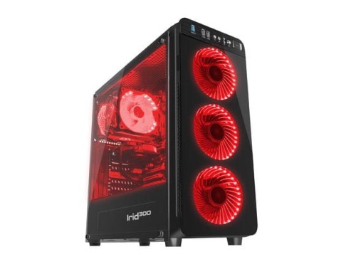 Obudowa Genesis Irid 300 ATX Midi z oknem, USB 3.0 czerwone podświetlenie - 677347