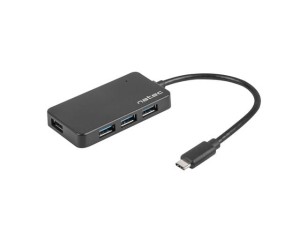 Hub USB Natec Silkworm 4xUSB 3.0 czarny USB-C