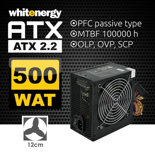 WHITENERGY ZASILACZ KOMPUTEROWY ATX 2.2 500W 120 MM WERSJA BOX BLACK LINE - 483873