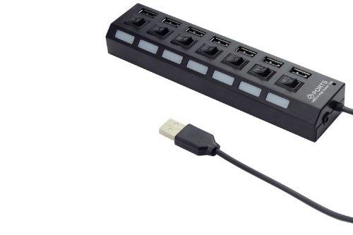 HUB GEMBIRD UHB-U2P7-03  7-port USB2.0 PRZEŁĄCZNIKI BLACK blister - 620370
