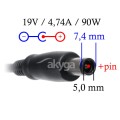 Zasilacz sieciowy Akyga AK-ND-04 do notebooka Compaq, HP (19 V; 4,74 A; 90W; 7.4 mm x 5 mm) - 1292576