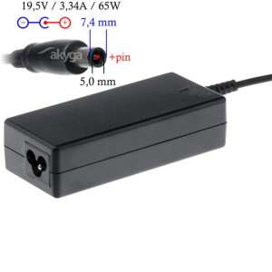Zasilacz sieciowy Akyga AK-ND-05 do notebooka DELL (19,5 V; 3,34 A; 65W; 7.4 mm x 5 mm)