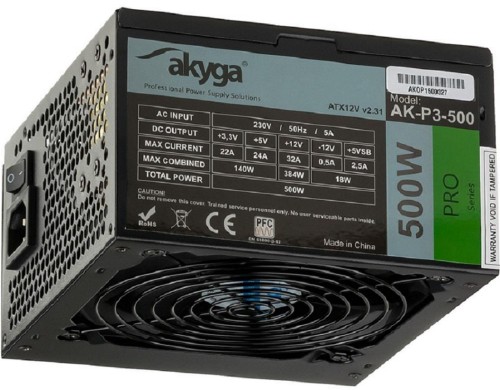 Zasilacz ATX 500W Akyga Pro AK-P3-500 Fan12cm P8 5xSATA 2xPCI-E - 676373
