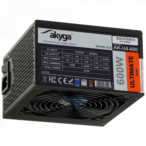 Zasilacz ATX 600W Akyga Ultimate AK-U4-600 80+ Bronze Fan12cm P8 6xSATA - 676382