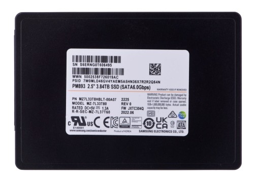 Dysk SSD Samsung PM893 3.84TB SATA 2.5" MZ7L33T8HBLT-00A07 (DWPD 1) - 1309727