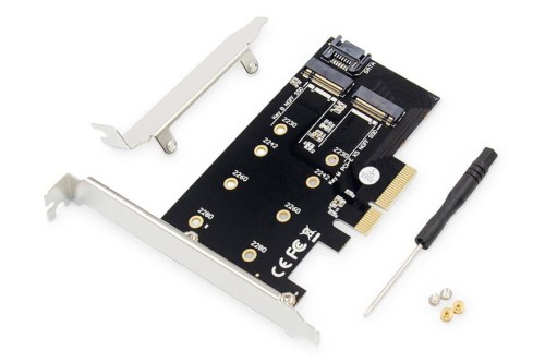 Karta rozszerzeń (Kontroler) DIGITUS M.2 NGFF/NVMe SSD PCIe 3.0 SATA  80, 60, 42, 30 mm - 974117