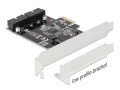 DELOCK KARTA PCI-E X1->2X USB 3.0 PIN HEADER ŚLEDŹ LOW PROFILE 90387 - 1047849