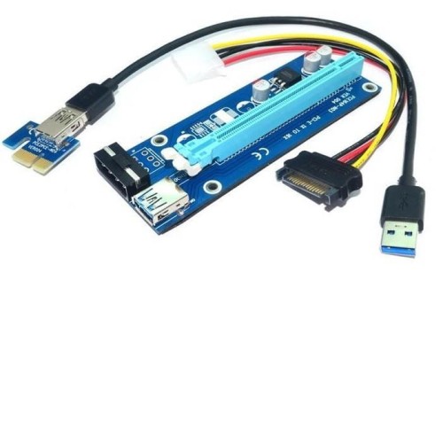 Karta rozszerzeń Riser Qoltec PCI-E 1x-16x | USB 3.0 | SATA/IDE MOLEX 4pin - 974144