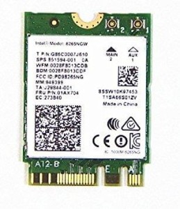 Karta WiFi Intel 8265.NGWMG 946658 (11 Mb/s - 802.11b, 54 Mb/s - 802.11a, 54 Mb/s - 802.11g, 600 Mb/s - 802.11n, 867 Mb/s - 802.11ac)