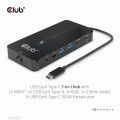 Club 3D CSV-1595 USB GEN1 TYPE-C 7-IN-1 HUB WITH 2XHDMI, 2USB GEN1 TYPE-A, 1 RJ45, 1X3.5MM AUDIO, 1XUSB GEN1 TYPE-C 100W FEMALE PORT - 1055704