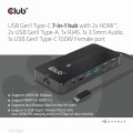 Club 3D CSV-1595 USB GEN1 TYPE-C 7-IN-1 HUB WITH 2XHDMI, 2USB GEN1 TYPE-A, 1 RJ45, 1X3.5MM AUDIO, 1XUSB GEN1 TYPE-C 100W FEMALE PORT - 1055699