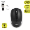 Zestaw torba + mysz PORT DESIGNS Premium Pack 501873 (Top Load; wireless; 1000 DPI; USB-C/USB-A; kolor czarny) - 759198