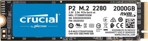 Dysk SSD Crucial P2 2TB M.2 PCIe 3.0 NVMe 2280 (2400/1900MB/s) - 978629