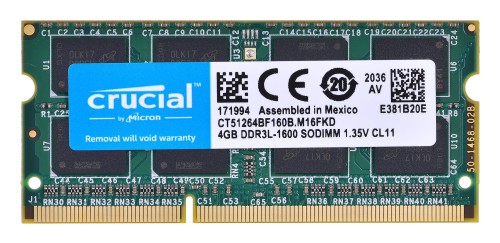 Pamięć Crucial CT51264BF160B (DDR3 SO-DIMM; 1 x 4 GB; 1600 MHz; CL11) - 927761