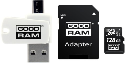Karta pamięci z adapterem i czytnikiem kart GoodRam All in one M1A4-1280R12 (128GB; Class 10; Adapter, Czytnik kart MicroSDHC, Karta pamięci) - 780667
