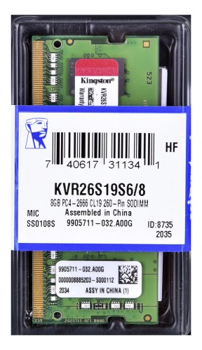 KINGSTON DDR4 SODIMM 8GB 2666MHz CL19 1Rx16 - 781025