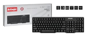 Klawiatura przewodowa membranowa Activejet K-3021 (USB 2.0; kolor czarny)