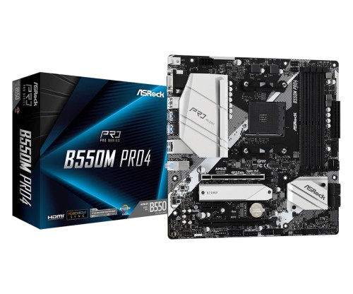 Płyta ASRock B550M Pro4/AMD B550/DDR4/SATA3/M.2/USB3.1/PCIe4.0/AM4/mATX - 788617