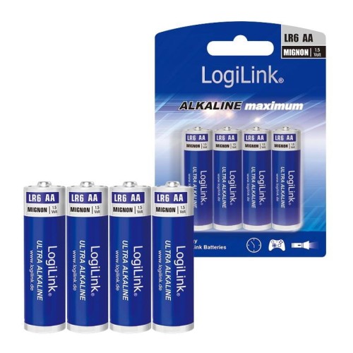 Baterie alkaliczne LR6 LogiLink LR6B4, AA, 4szt - 969248