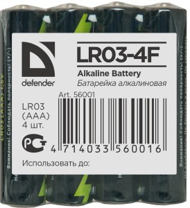 Baterie alkaliczne Defender LR03-4F in film AAA - 4 szt folia