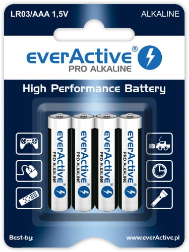 Zestaw baterii alkaliczne everActive LR034BLPA (x 4) - 1013805