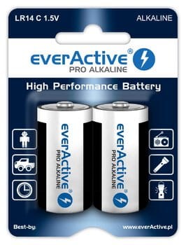 Zestaw baterii alkaliczne everActive EVLR14-PRO (x 2) - 1013723