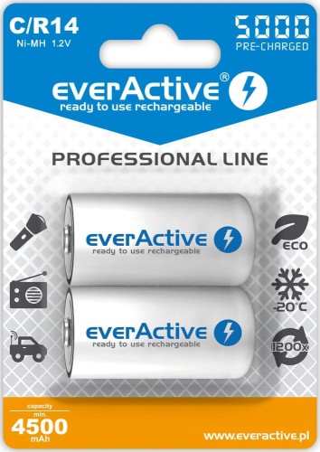 Zestaw akumulatorków everActive EVHRL14-5000 (5000mAh ; Ni-MH) - 1196672