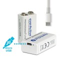 EVERACTIVE AKUMULATOREK 6F22/9V LI-ION 550 MAH EVHR22-550 - 1013656