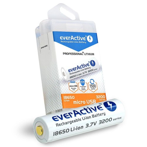 EVERACTIVE AKUMULATOR 18650 3,7V LI-ION 3200MAH MICRO USB Z ZABEZPIECZENIEM FWEV1865032MBOX - 893393