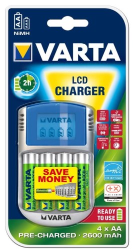 Ładowarka akumulatorków VARTA LCD Charger + 4 akumulatory AA 2600mAh Ready To Use - 969815