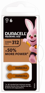 Bateria do aparatów słuchowych DURACELL 312 6 szt.