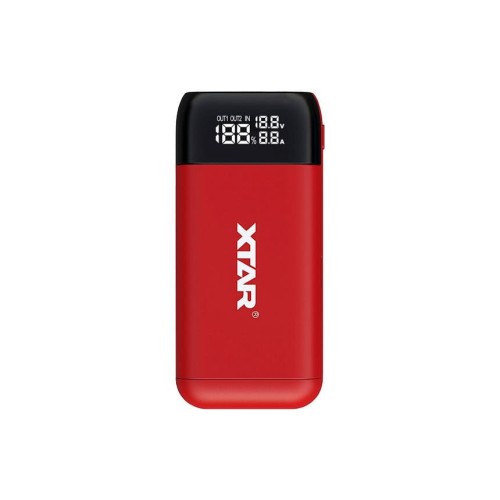 XTAR ŁADOWARKA/POWERBANK DO AKUMULATORÓW CYLINDRYCZNYCH LI-ION 18650/20700/21700 CZERWONY PB2S - 1013859