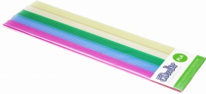 Filamenty do długopisów 3D 3Doodler  PL-MIX3 (PLA; 3 mm; biały, jasny czerwony, jasny niebieski, transparentny, zielony)