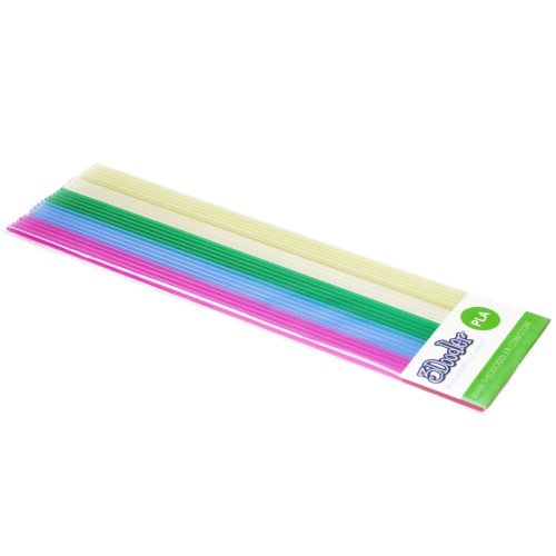 Filamenty do długopisów 3D 3Doodler  PL-MIX3 (PLA; 3 mm; biały, jasny czerwony, jasny niebieski, transparentny, zielony) - 1027772