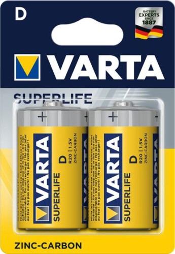 Zestaw baterii cynkowo-węglowe VARTA Superlife R20 D (Zn-C; x 2) - 720557