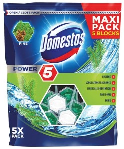 DOMESTOS Power 5 Kostka zapachowa do WC Pine 5x55 g