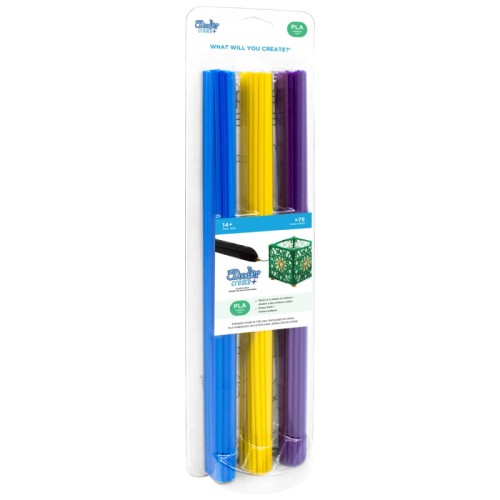 3DOODLER CREATE I PRO FILAMENT PLA 3MM, 75 SZTUK, 3 KOLORY (FIOL/ŻÓŁ/NIEB), PL-TROPC-75 - 907231