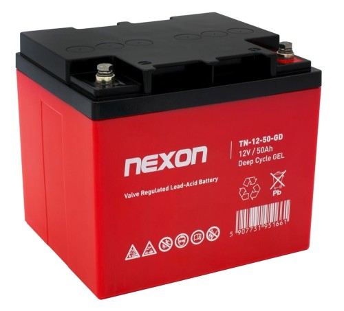NEXON AKUMULATOR ŻELOWY GEL 12V 50AH LONG LIFE (12L) GŁĘBOKIEGO ROZŁADOWANIA I PRACY CYKLICZNEJ, BEZOBSŁUGOWY, SZCZELNY - 1210655