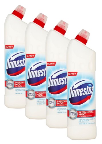 DOMESTOS Przedłużona Moc Płyn do WC Biel 4x1250 ml - 857195